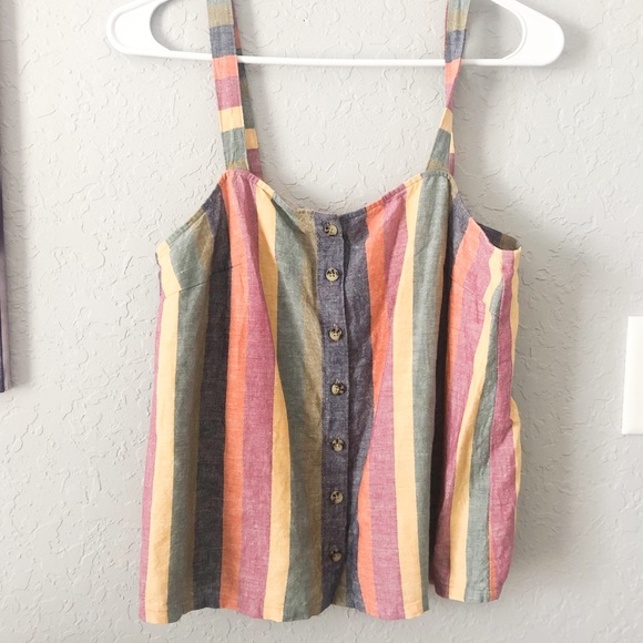 Rainbow Stripe Button Front Tank | Madewell - Picture 3 of 7